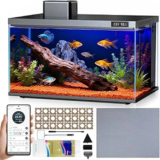 8 Gallon Smart Glass Aquarium Kit with Quiet Pump, Filtration, and LED Lighting