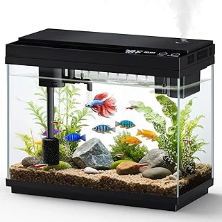 Fishkeeper 2.3G Smart Ultra-Clear Glass Aquarium with RGB Lights and Self-Cleaning Pump