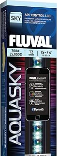 Fluval Aquasky 2.0 LED Aquarium Light – 12W, 15–24" – Adjustable RGB & 6500K White LEDs | App Controlled with Weather Effects | Freshwater & Fish-Only Marine Tanks | Extendable Brackets