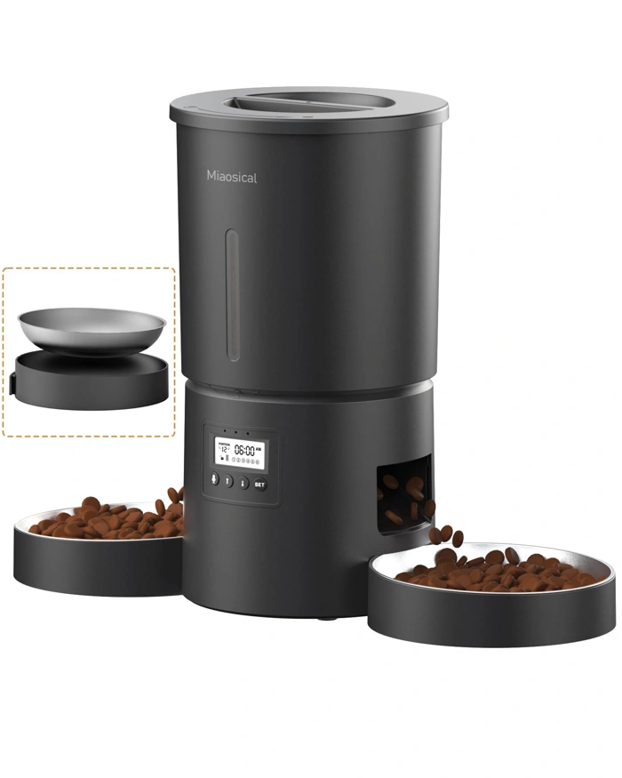 Automatic Cat Feeder, 4.2L, Double Bowl, Programmable Portion Control, Voice Recorder