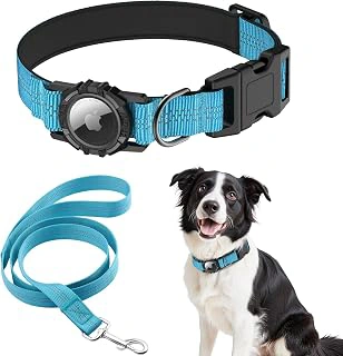 AirTag Dog Collar and Leash, IP68 Waterproof and Reflective