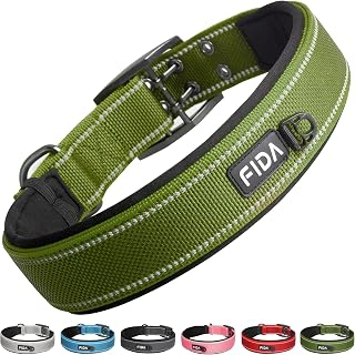 Fida Heavy Duty Dog Collar for Large Dogs, Neoprene Padded & Reflective