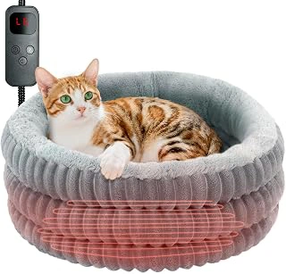 20" Round Donut Heated Pet Bed with Adjustable Heating Pad