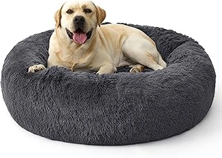 Bedsure SupportMax XL Calming Donut Dog Bed with Washable Anti-Slip Faux Fur
