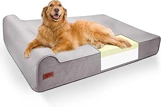 Sytopia XXL 35D Memory Foam Dog Bed for Extra Large Dogs – 7" Thick Orthopedic Pet Couch for Seniors and Big Breeds up to 150 Pounds, with Water-Resistant Liner & Washable Cover – Grey