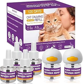 Cat Calming Pheromone Diffuser Kit, 2 Plug-ins + 4 Refills (48ml Each)