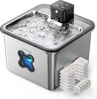 FEELNEEDY Wireless Stainless Steel Cat Water Fountain with Sensor, 3.2L