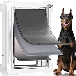 3-Flap Never Rust Extra Large Dog Door with Steel Frame and Sliding Lock Panel