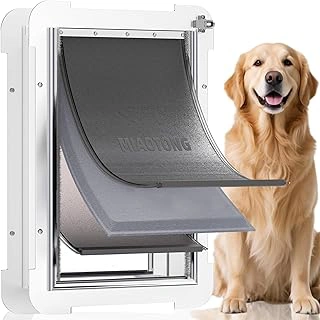 3-Flap Steel Large Dog Door, Extreme Weather Insulated, Sliding Lock Panel