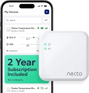 Necto Cellular Temperature & Humidity Monitor with Power Failure Alarm