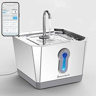 Amunrbrek Smart Stainless Steel Cat Water Fountain with App