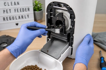 Step-by-step protocol for sanitizing every internal component of your automated wet food feeder.