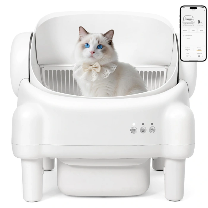 Automatic Self-Cleaning Litter Box with App Control & Safety Sensors for Multiple Cats