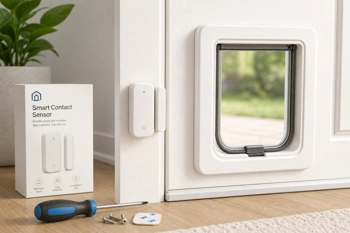 Use existing smart home sensors to monitor when your dog goes in and out—no specialty hardware required.