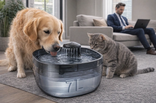 Large-capacity fountain that runs quietly enough for open-plan living spaces